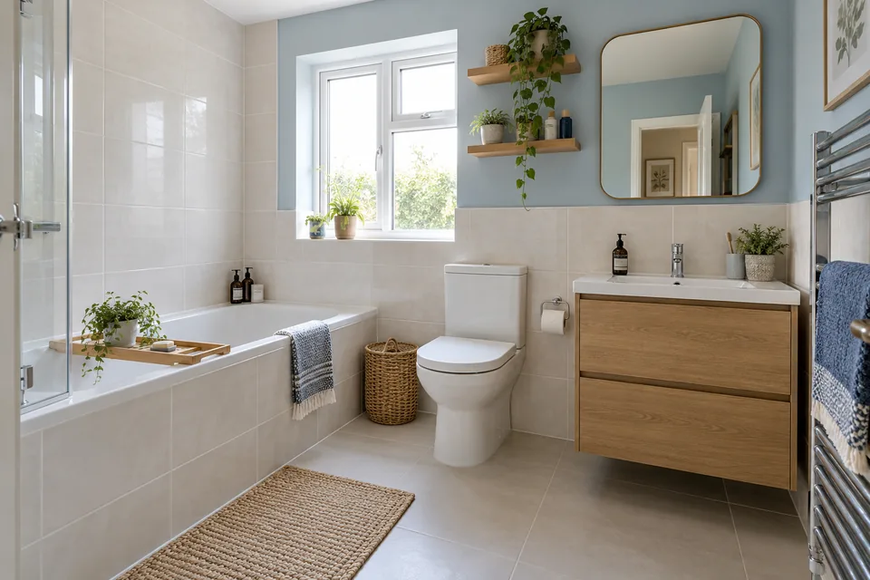 Family bathroom with fitted bath and deep vanity drawers
